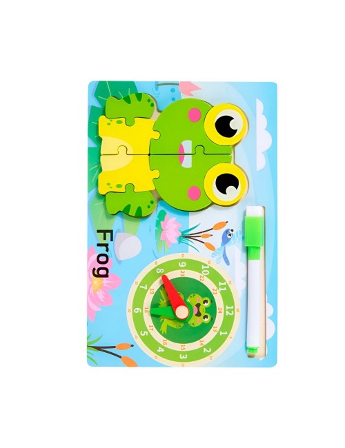 Rompecabeza Didactico Animal Selva + Reloj Tablero Marcador