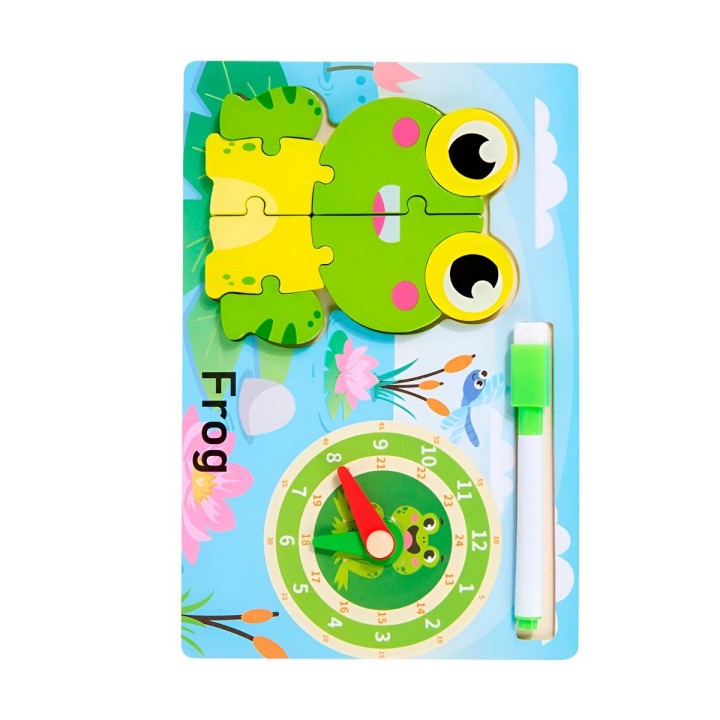 Rompecabeza Didactico Animal Selva + Reloj Tablero Marcador