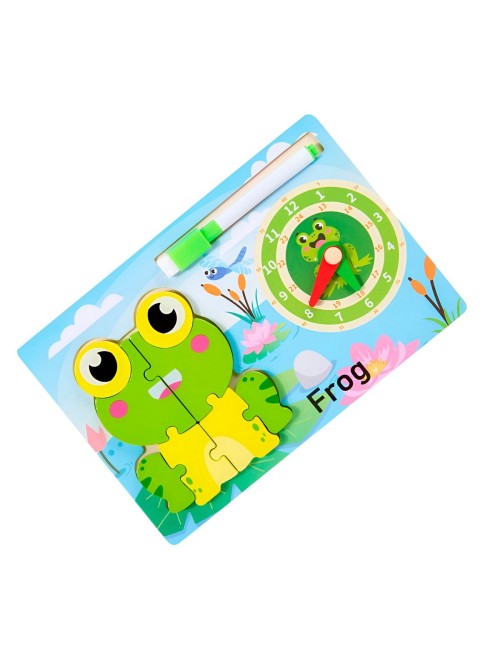 Rompecabeza Didactico Animal Selva + Reloj Tablero Marcador