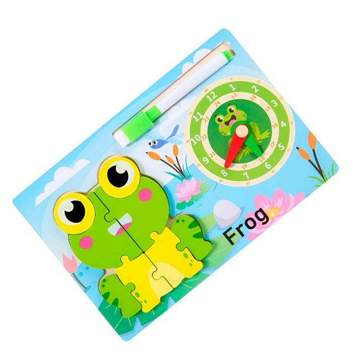 Rompecabeza Didactico Animal Selva + Reloj Tablero Marcador