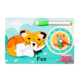 Rompecabeza Didactico Animal Selva + Reloj Tablero Marcador