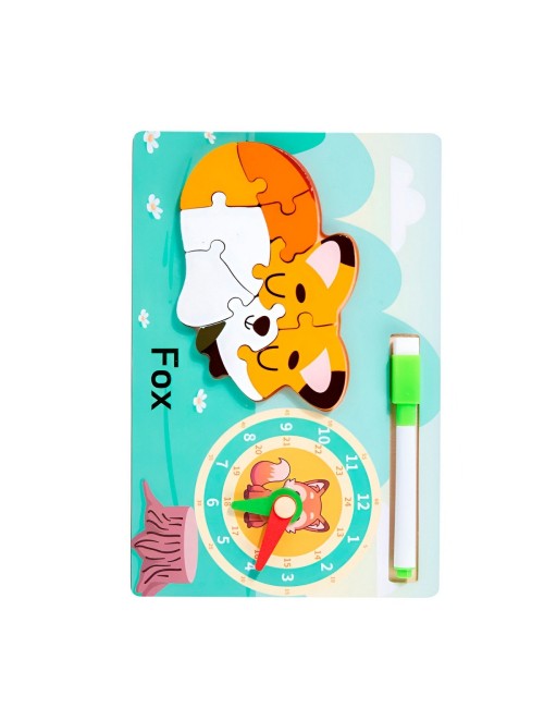 Rompecabeza Didactico Animal Selva + Reloj Tablero Marcador