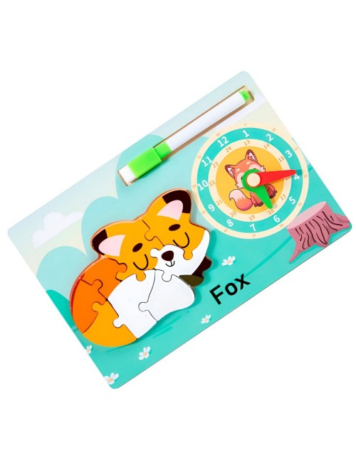 Rompecabeza Didactico Animal Selva + Reloj Tablero Marcador