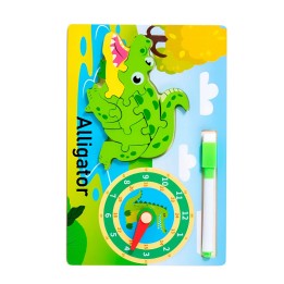 Rompecabeza Didactico Animal Selva + Reloj Tablero Marcador