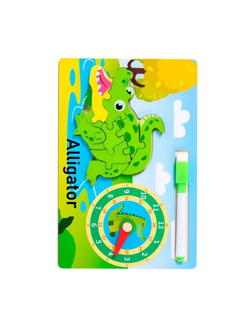 Rompecabeza Didactico Animal Selva + Reloj Tablero Marcador