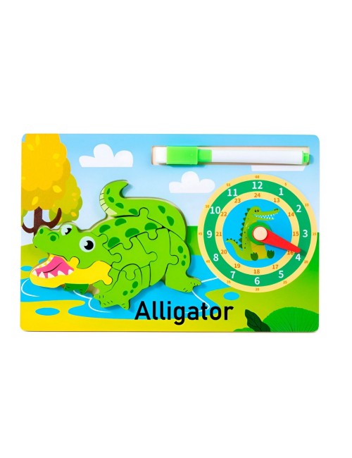 Rompecabeza Didactico Animal Selva + Reloj Tablero Marcador