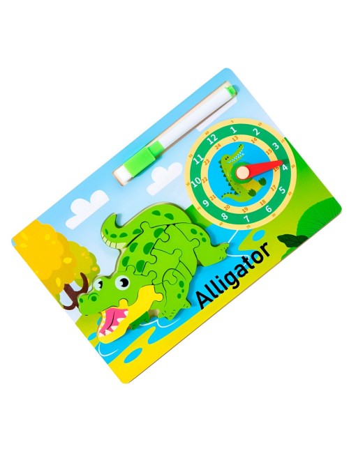 Rompecabeza Didactico Animal Selva + Reloj Tablero Marcador