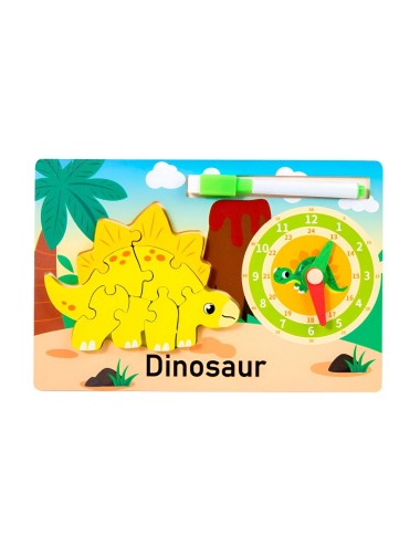 Rompecabeza Didactico Animal Selva + Reloj Tablero Marcador