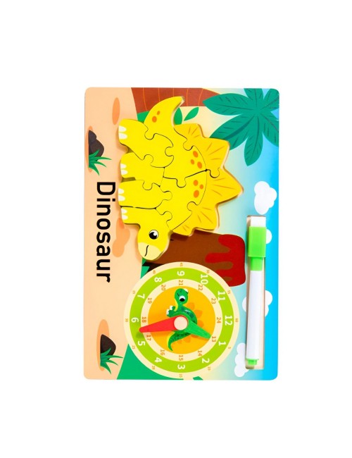 Rompecabeza Didactico Animal Selva + Reloj Tablero Marcador