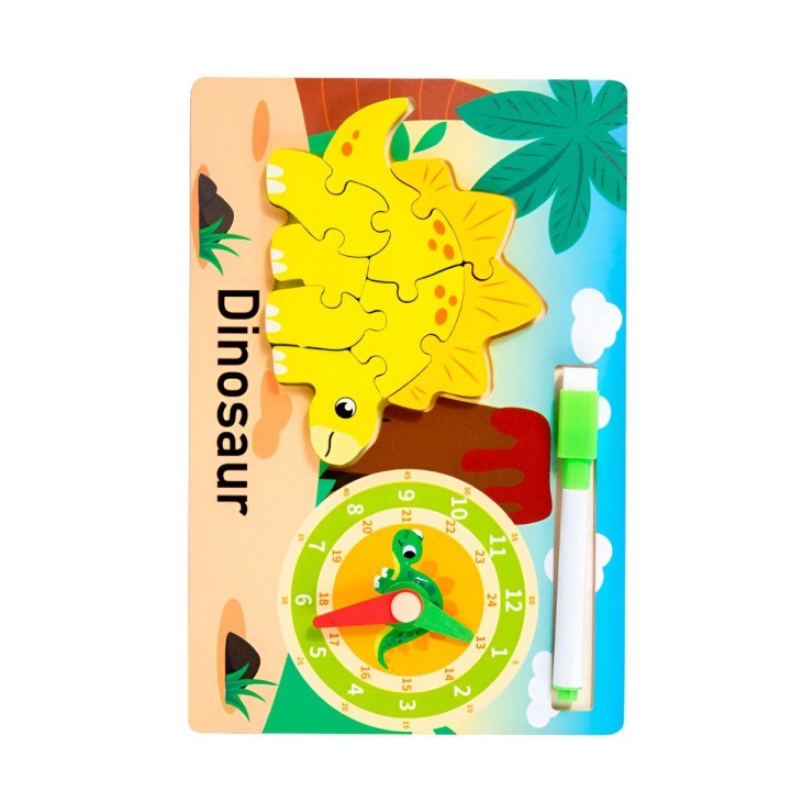 Rompecabeza Didactico Animal Selva + Reloj Tablero Marcador