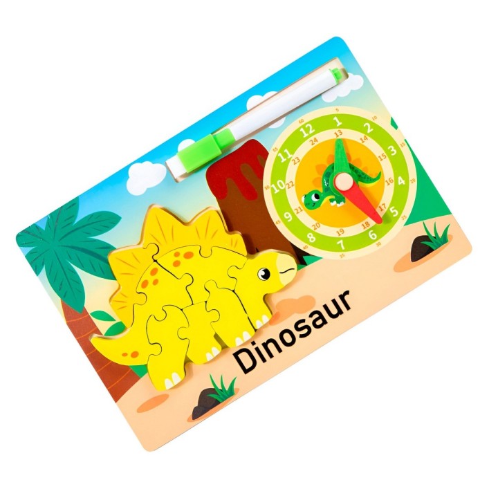 Rompecabeza Didactico Animal Selva + Reloj Tablero Marcador