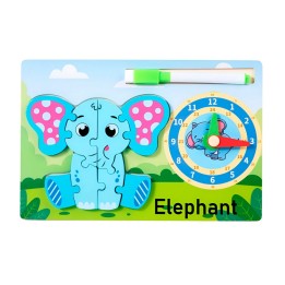 Rompecabeza Didactico Animal Selva + Reloj Tablero Marcador