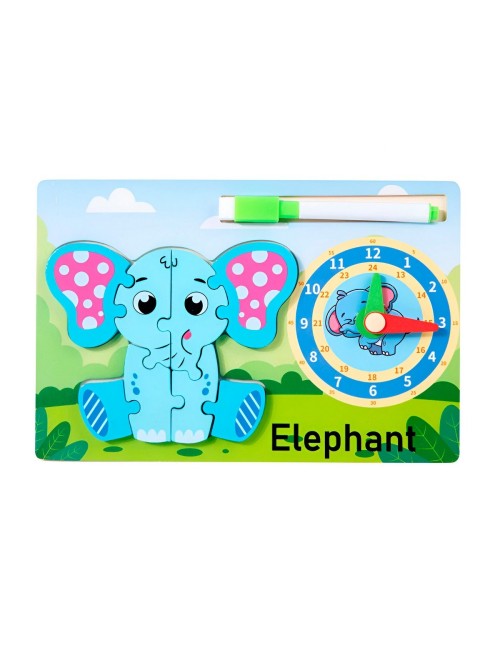 Rompecabeza Didactico Animal Selva + Reloj Tablero Marcador