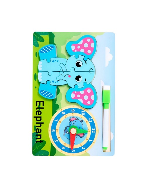 Rompecabeza Didactico Animal Selva + Reloj Tablero Marcador