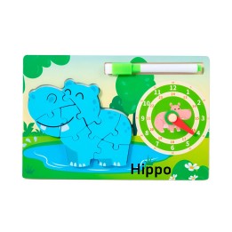 Rompecabeza Didactico Animal Selva + Reloj Tablero Marcador