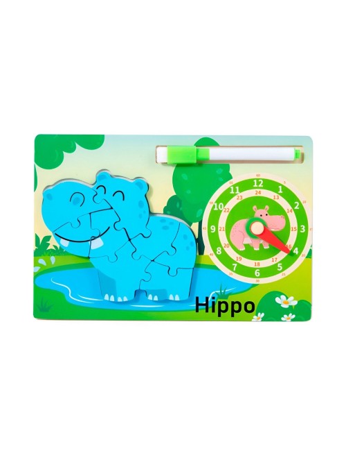 Rompecabeza Didactico Animal Selva + Reloj Tablero Marcador