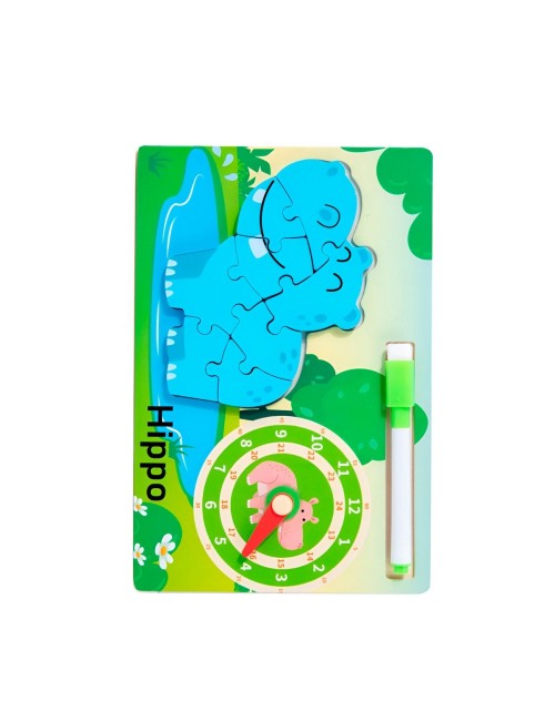 Rompecabeza Didactico Animal Selva + Reloj Tablero Marcador