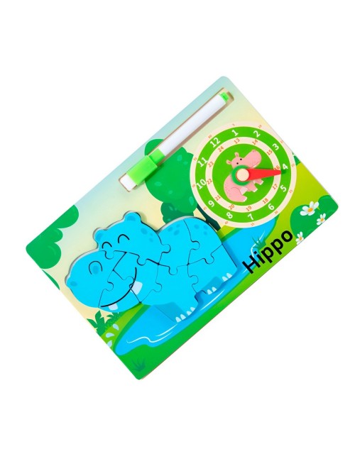 Rompecabeza Didactico Animal Selva + Reloj Tablero Marcador