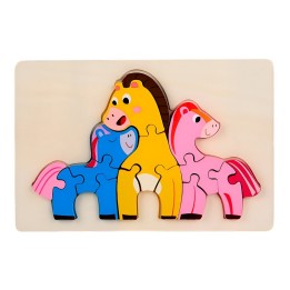 Rompecabeza Didactico Familia Animal Amor Aprendizaje Niños
