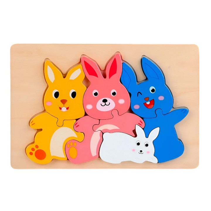 Rompecabeza Didactico Familia Animal Amor Aprendizaje Niños