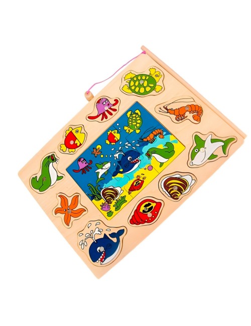 Juego De Mesa Pesca Mundo Marino Rompecabeza Didactico
