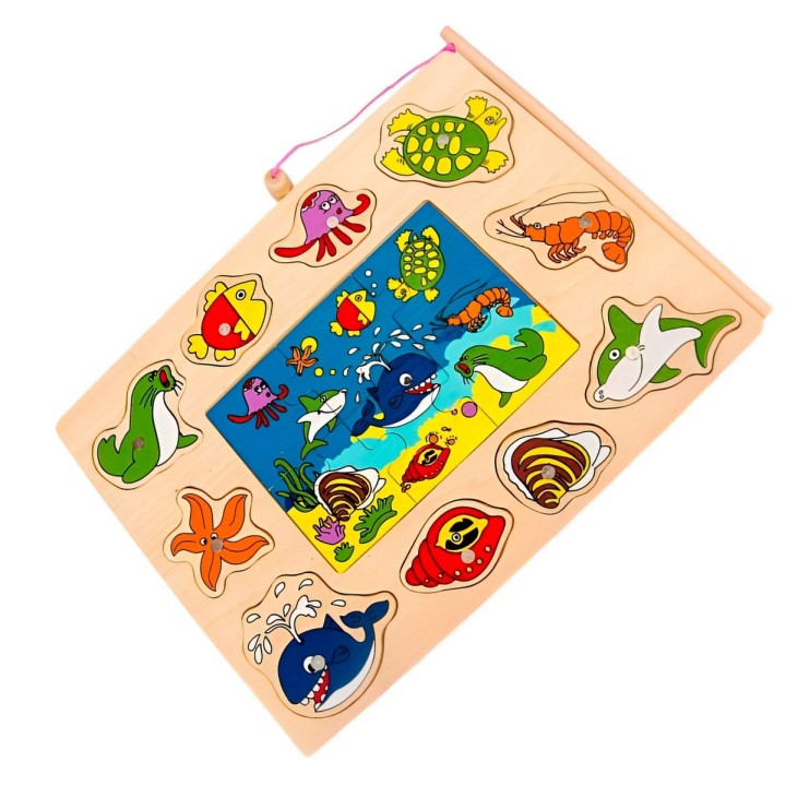 Juego De Mesa Pesca Mundo Marino Rompecabeza Didactico