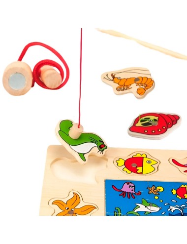 Juego De Mesa Pesca Mundo Marino Rompecabeza Didactico