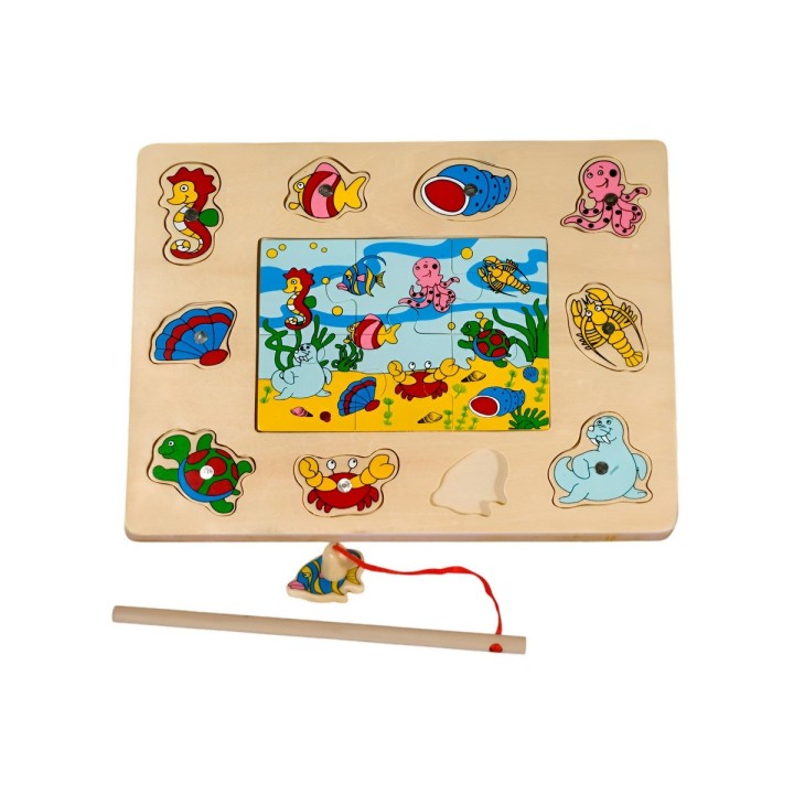 Juego De Mesa Pesca Mundo Marino Rompecabeza Didactico