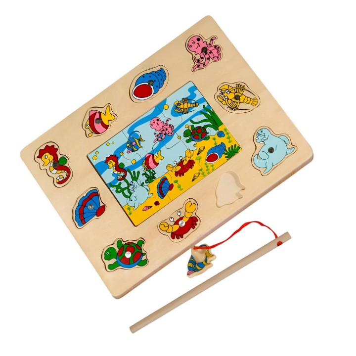 Juego De Mesa Pesca Mundo Marino Rompecabeza Didactico