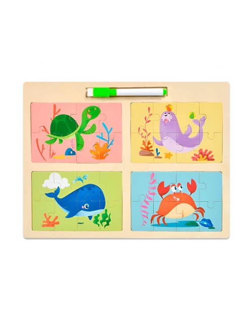 Rompecabeza Didactico Enseñanza 4 En 1 + Tablero Y Marcador