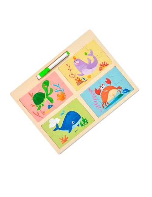 Rompecabeza Didactico Enseñanza 4 En 1 + Tablero Y Marcador