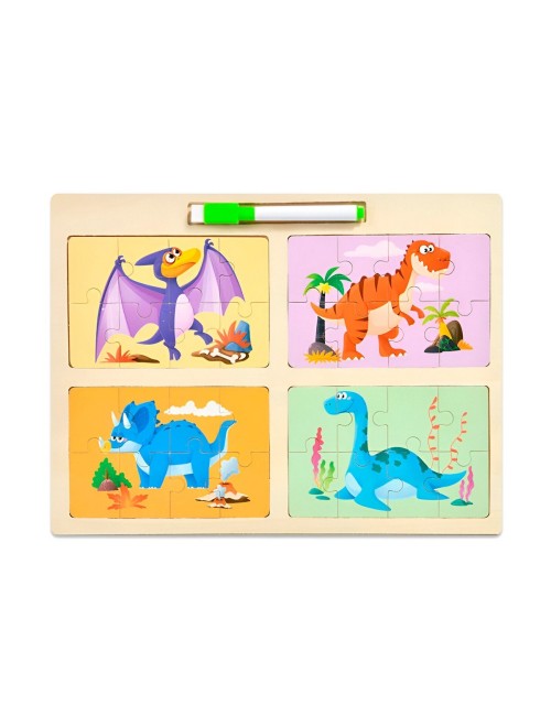 Rompecabeza Didactico Enseñanza 4 En 1 + Tablero Y Marcador