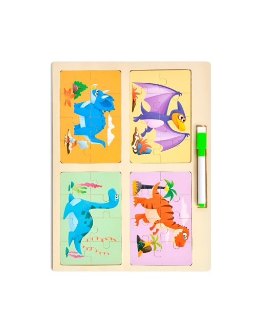 Rompecabeza Didactico Enseñanza 4 En 1 + Tablero Y Marcador