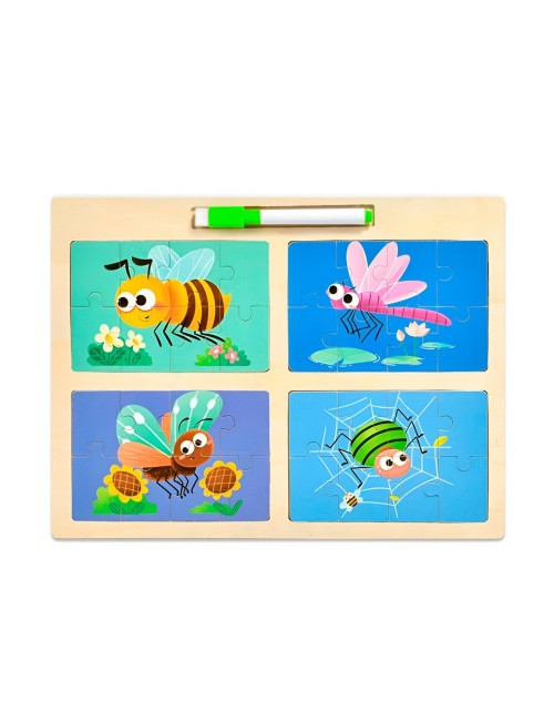 Rompecabeza Didactico Enseñanza 4 En 1 + Tablero Y Marcador