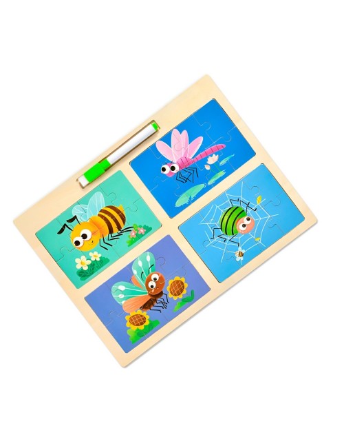 Rompecabeza Didactico Enseñanza 4 En 1 + Tablero Y Marcador