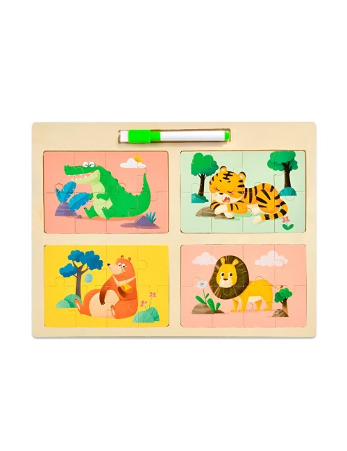 Rompecabeza Didactico Enseñanza 4 En 1 + Tablero Y Marcador