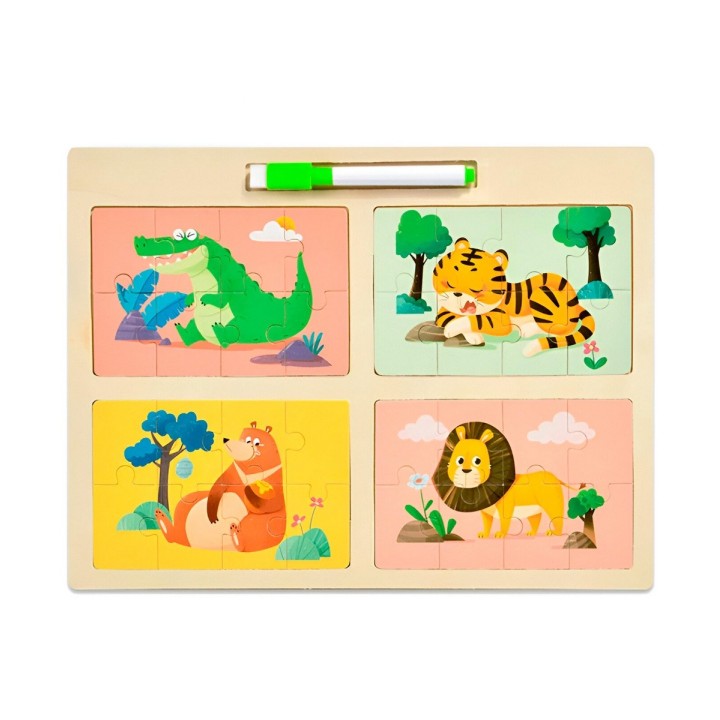 Rompecabeza Didactico Enseñanza 4 En 1 + Tablero Y Marcador