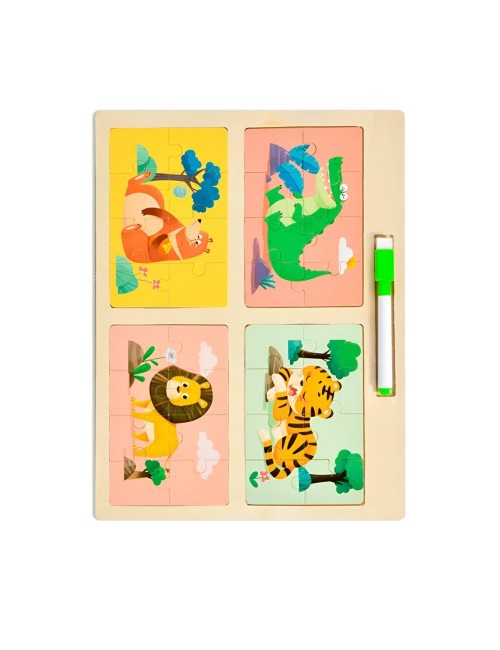 Rompecabeza Didactico Enseñanza 4 En 1 + Tablero Y Marcador