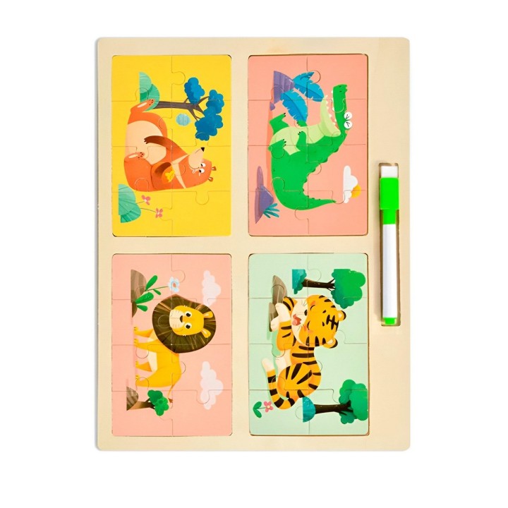 Rompecabeza Didactico Enseñanza 4 En 1 + Tablero Y Marcador