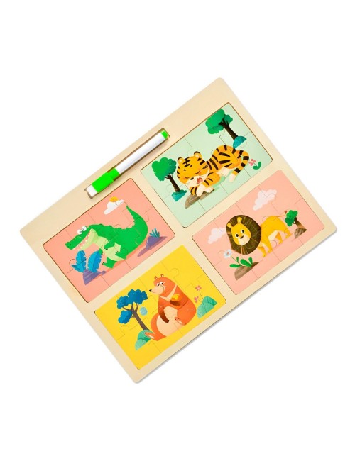 Rompecabeza Didactico Enseñanza 4 En 1 + Tablero Y Marcador