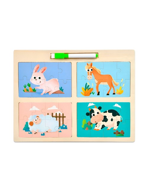 Rompecabeza Didactico Enseñanza 4 En 1 + Tablero Y Marcador