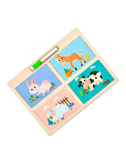 Rompecabeza Didactico Enseñanza 4 En 1 + Tablero Y Marcador