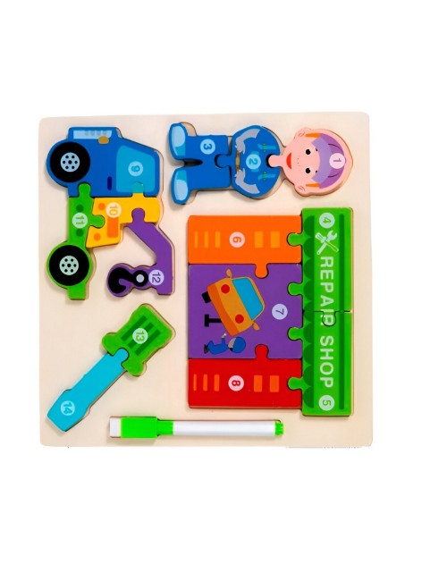 Rompecabeza Didactico Profesiones 4 En 1 + Tablero Marcador