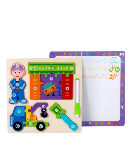 Rompecabeza Didactico Profesiones 4 En 1 + Tablero Marcador