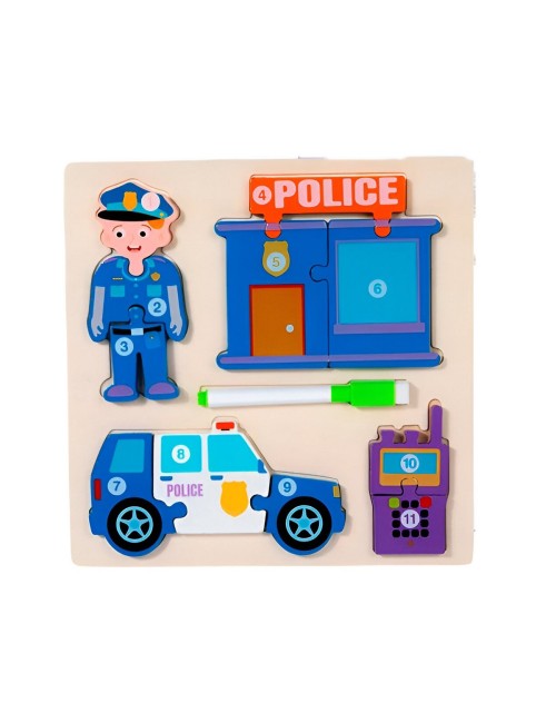 Rompecabeza Didactico Profesiones 4 En 1 + Tablero Marcador