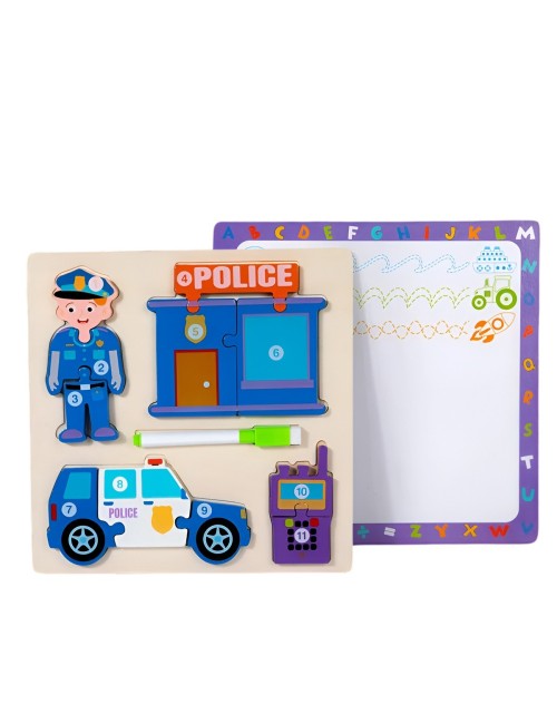 Rompecabeza Didactico Profesiones 4 En 1 + Tablero Marcador