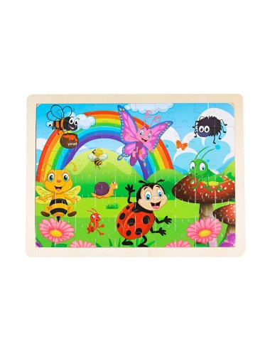 Rompecabeza Didactico En Madera Personajes Colores Tematico