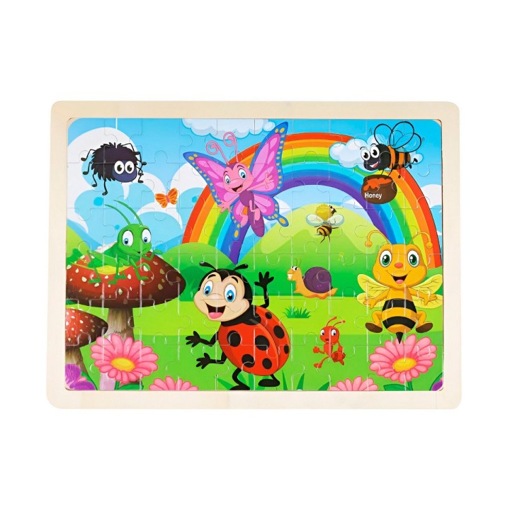 Rompecabeza Didactico En Madera Personajes Colores Tematico