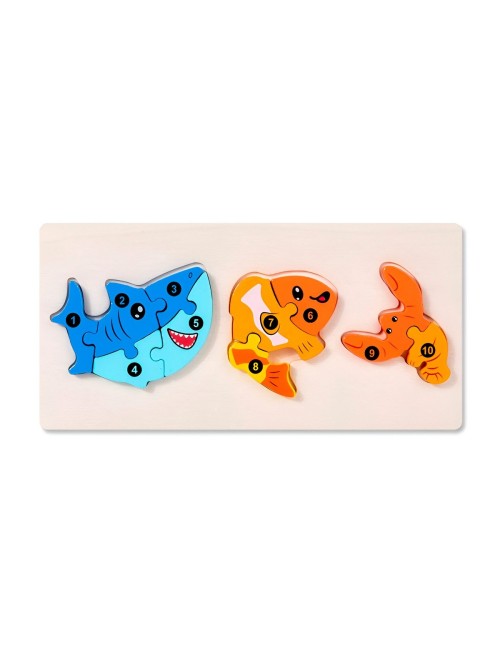 Rompecabeza Enumerado Figuras Animales Didactico Aprendizaje