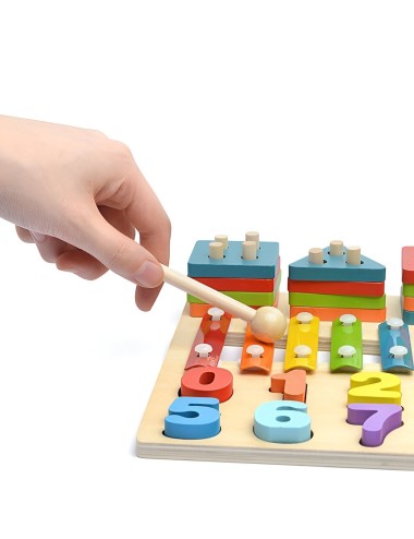 Juego De Mesa 4 En 1 Encastre Pesca Xilofono Apilado Niños